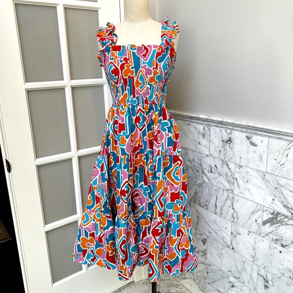 Amanda Uprichard Adelene Pocket Nap Dress Bright Floral Midi Miami NWT Small - Picture 2 of 7